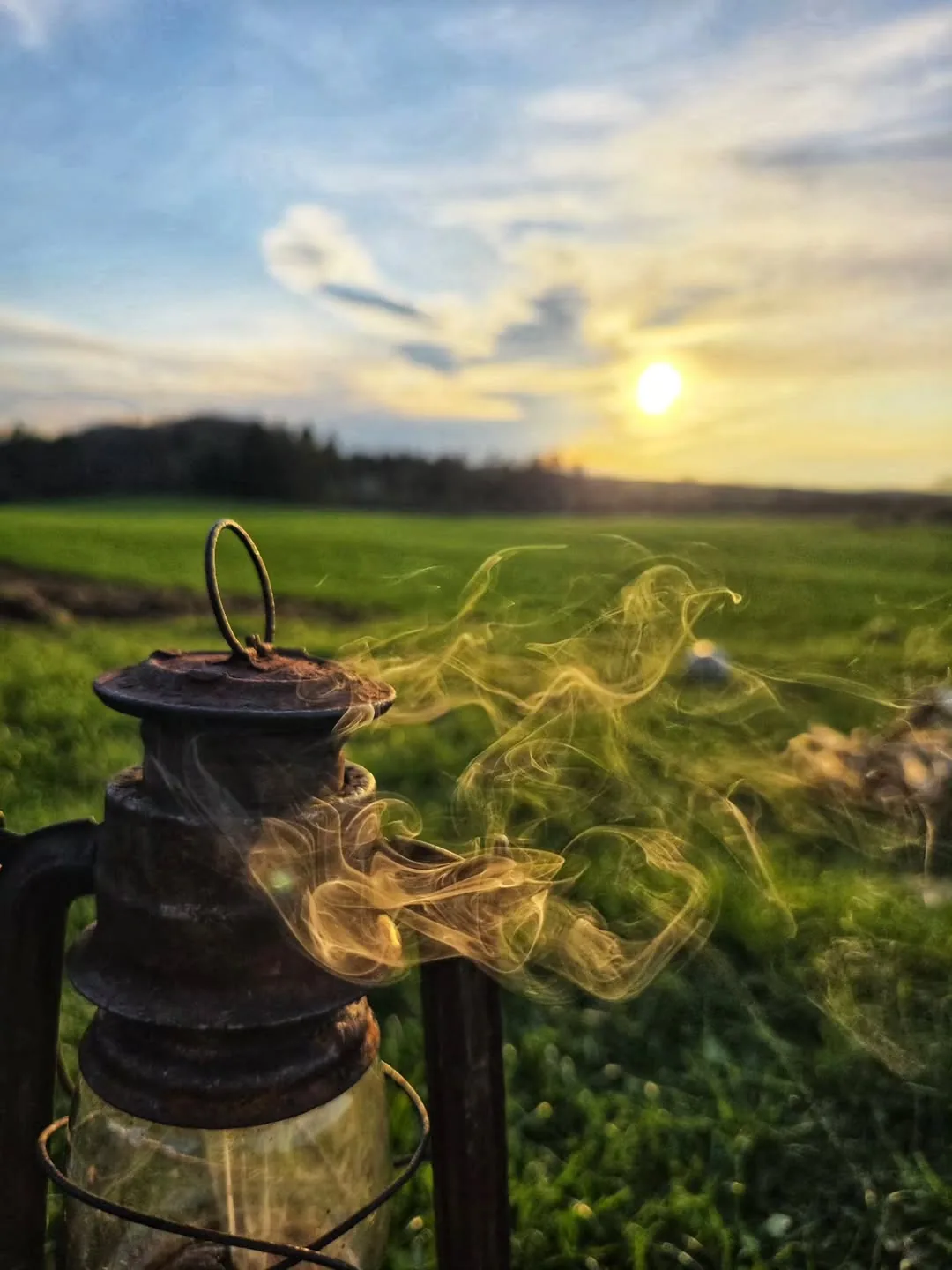 Lampka i dym na łące - galeria